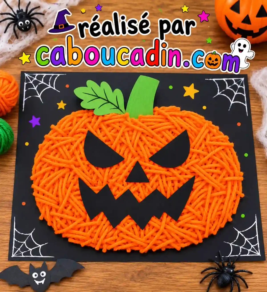 citrouille halloween avec bouts de laine