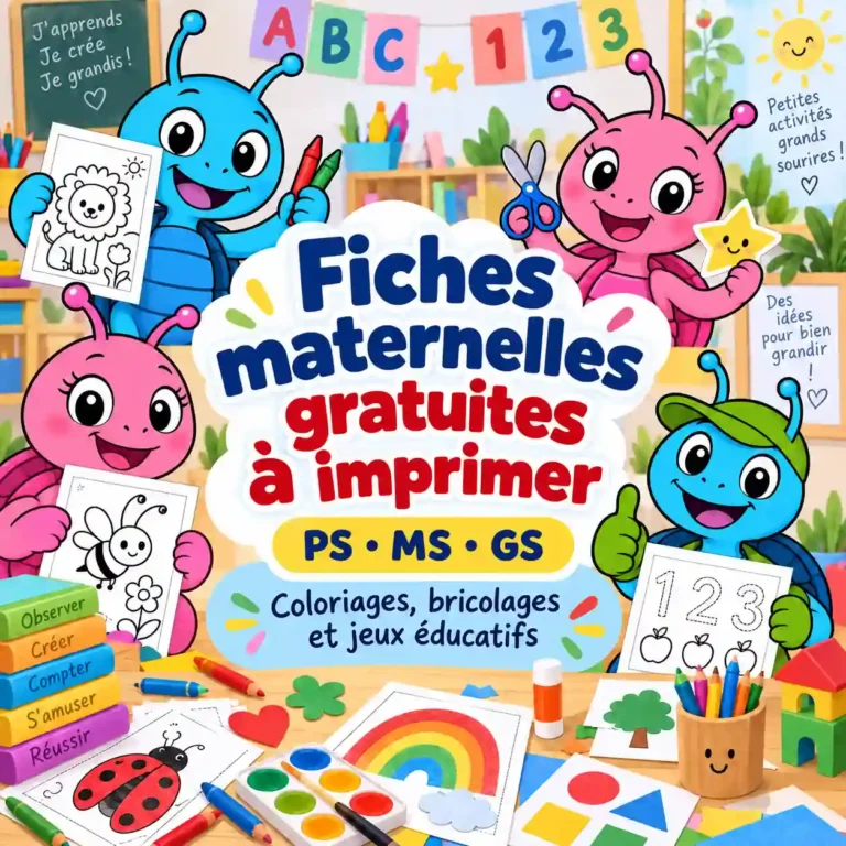 Fiches maternelles gratuites à imprimer pour PS MS GS avec coloriages, bricolages et jeux éducatifs pour enfants