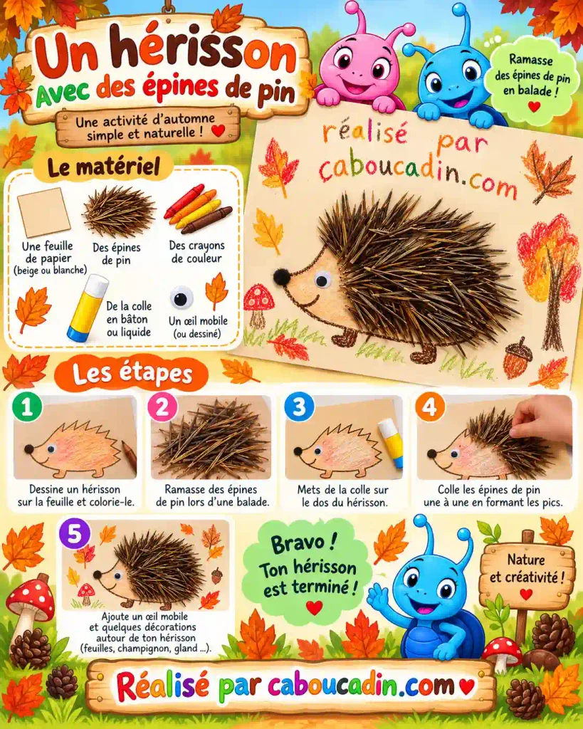 illustration herisson avec epines de pin 1