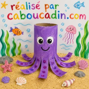 Fabriquer une pieuvre violette avec un rouleau en carton pieuvre-mauve-avec-rouleau-carton