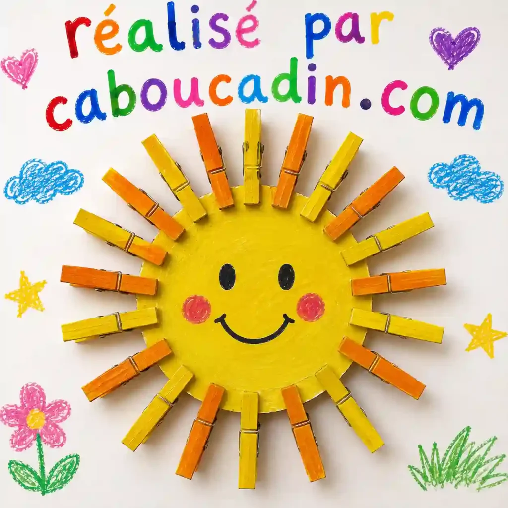 soleil assiette carton epingles a linge